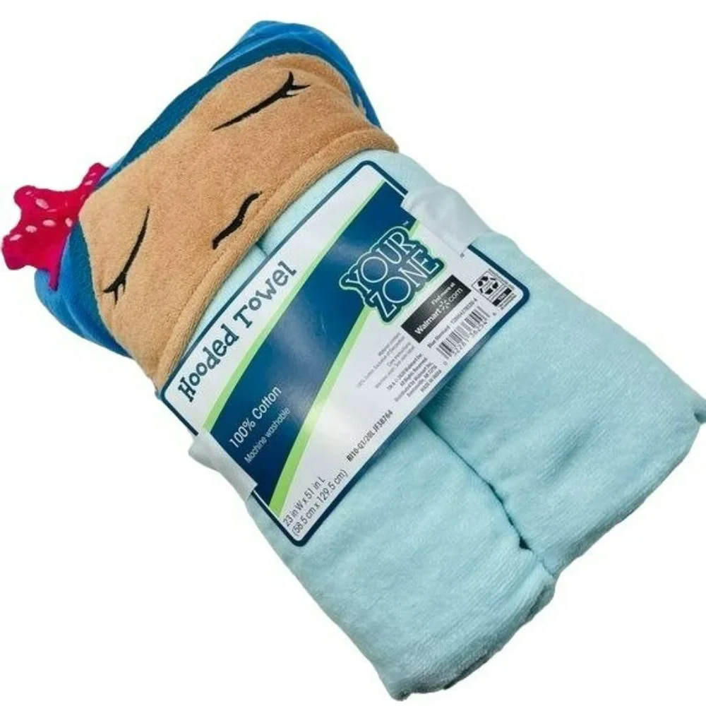 Your‎ Zone Kid's Bath Hooded Towel Decorated Cotton Blue 23